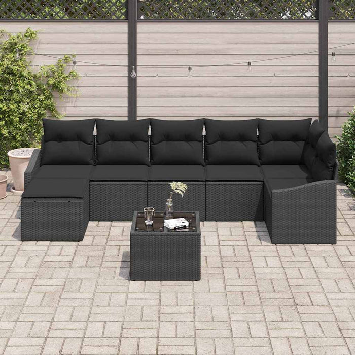 Set de masă pentru grădină cu pernă cu depozitare 8 pcs Negru - WALTI WALTI