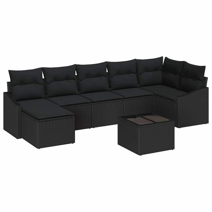 Set de masă pentru grădină cu pernă cu depozitare 8 pcs Negru - WALTI WALTI