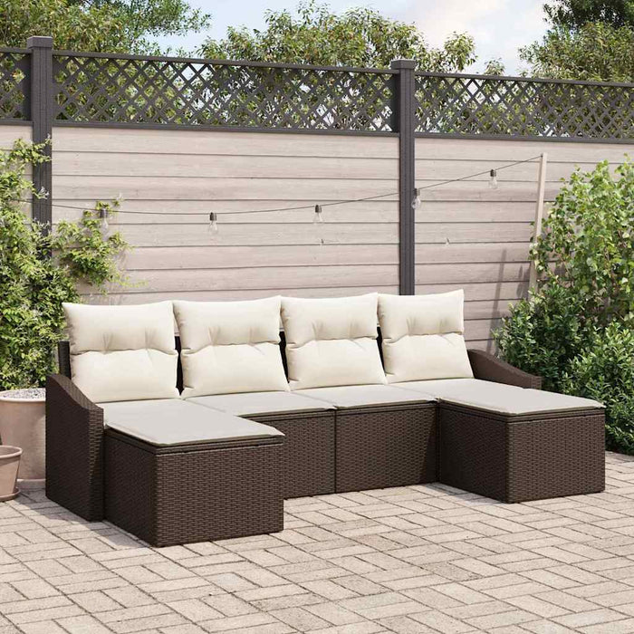 Set de masă pentru grădină cu pernă 6 pcs Maro, Crem - WALTI WALTI