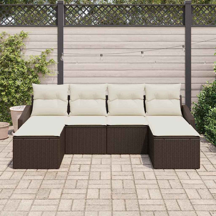 Set de masă pentru grădină cu pernă 6 pcs Maro, Crem - WALTI WALTI