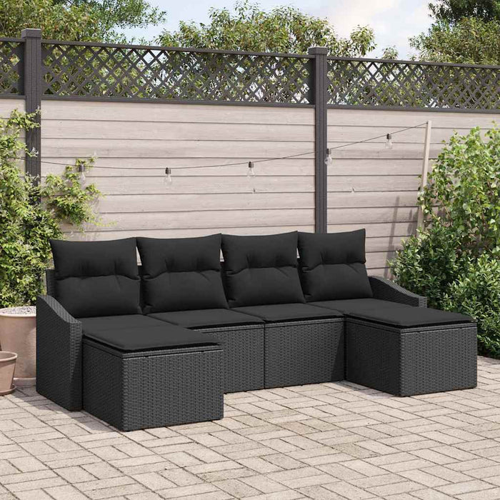 Set de masă pentru grădină cu pernă cu depozitare 6 pcs Negru - WALTI WALTI