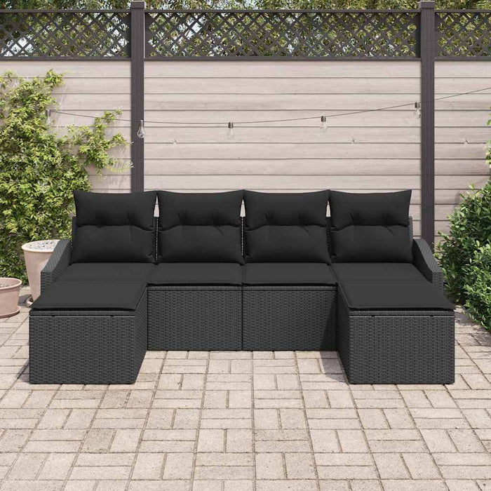 Set de masă pentru grădină cu pernă cu depozitare 6 pcs Negru - WALTI WALTI