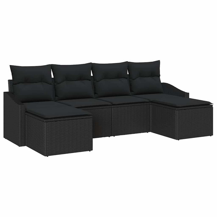 Set de masă pentru grădină cu pernă cu depozitare 6 pcs Negru - WALTI WALTI