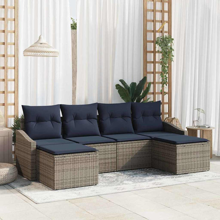 Set de canapele pentru grădină 6 pcs Gri și bleumarin poliratan - WALTI WALTI