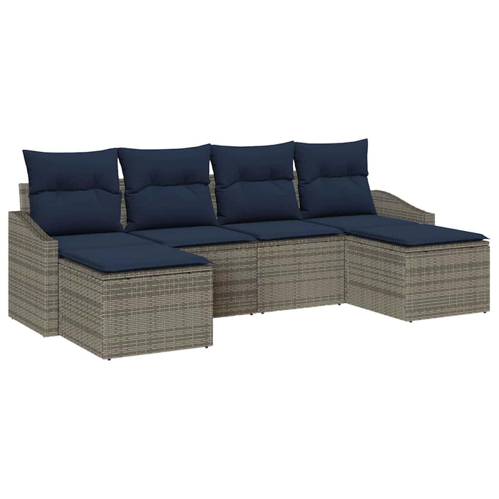Set de canapele pentru grădină 6 pcs Gri și bleumarin poliratan - WALTI WALTI