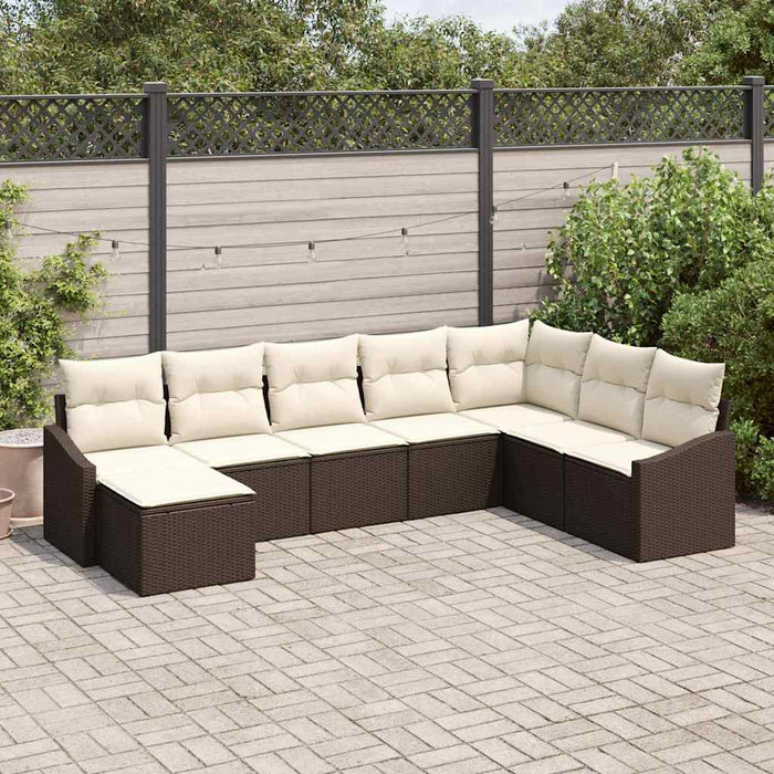 Set de masă pentru grădină cu pernă 8 pcs Maro, Crem - WALTI WALTI