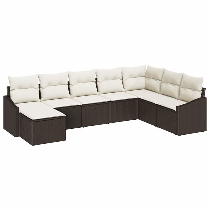 Set de masă pentru grădină cu pernă 8 pcs Maro, Crem - WALTI WALTI