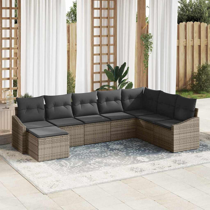 Set de masă pentru grădină cu pernă cu depozitare 8 pcs Gri - WALTI WALTI