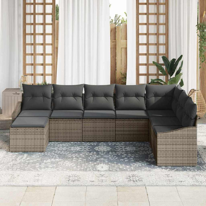 Set de masă pentru grădină cu pernă cu depozitare 8 pcs Gri - WALTI WALTI