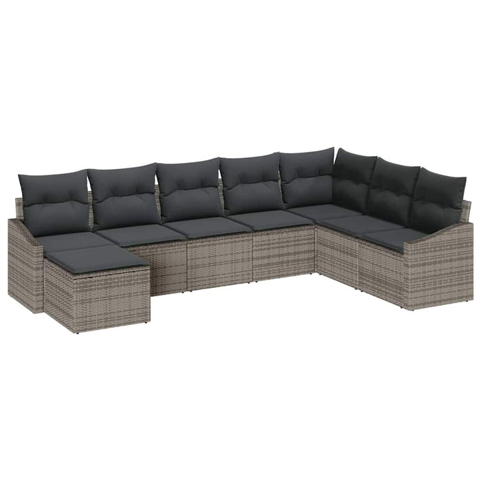 Set de masă pentru grădină cu pernă cu depozitare 8 pcs Gri - WALTI WALTI