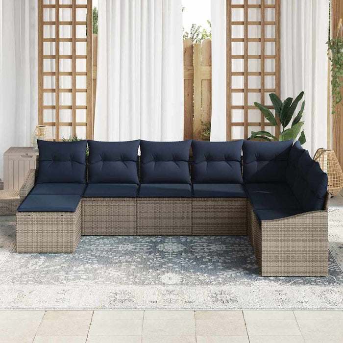 Set de canapele pentru grădină 8 pcs Gri și bleumarin poliratan - WALTI WALTI