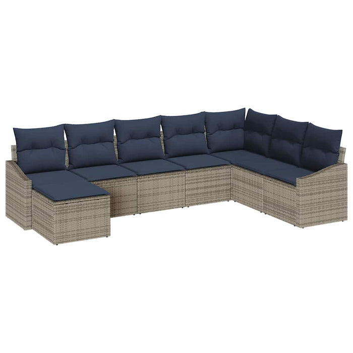 Set de canapele pentru grădină 8 pcs Gri și bleumarin poliratan - WALTI WALTI