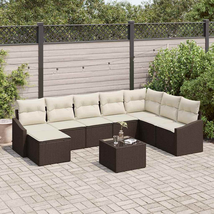 Set de masă pentru grădină cu pernă 9 pcs Maro, Crem - WALTI WALTI