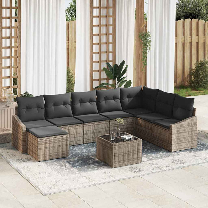 Set de masă pentru grădină cu pernă 9 pcs Gri deschis - WALTI WALTI