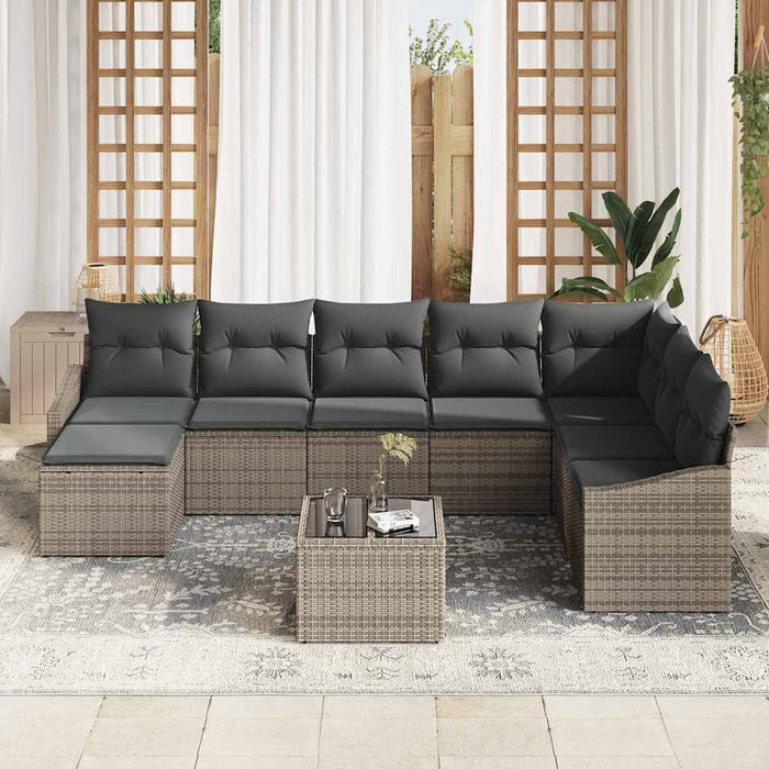 Set de masă pentru grădină cu pernă 9 pcs Gri deschis - WALTI WALTI