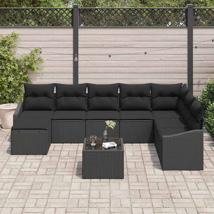 Set de masă pentru grădină cu pernă cu depozitare 9 pcs Negru - WALTI WALTI