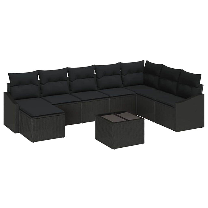 Set de masă pentru grădină cu pernă cu depozitare 9 pcs Negru - WALTI WALTI