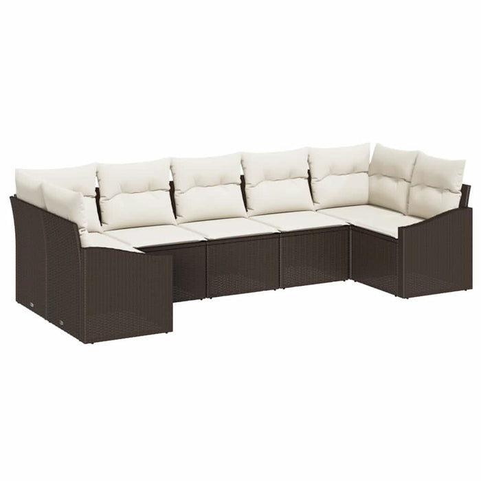 Set de masă pentru grădină cu pernă 7 pcs Maro, Crem - WALTI WALTI