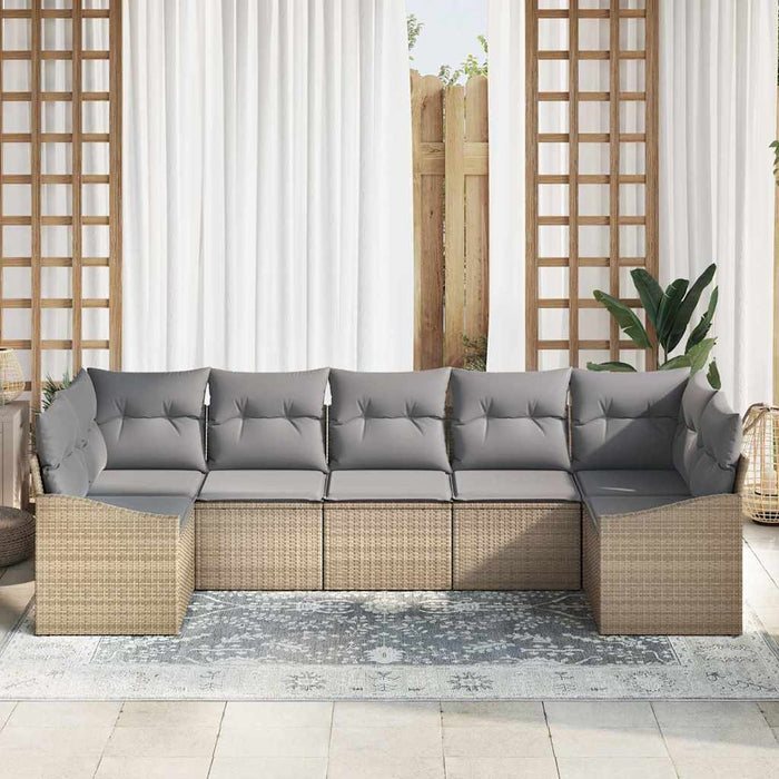 Set de masă pentru grădină cu pernă 7 pcs Bej, Gri deschis - WALTI WALTI
