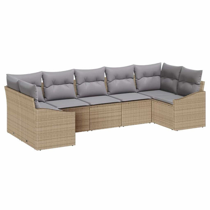 Set de masă pentru grădină cu pernă 7 pcs Bej, Gri deschis - WALTI WALTI