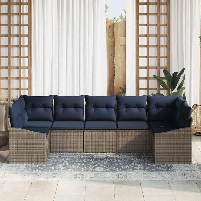 Set de canapele pentru grădină 7 pcs Gri și albastru marin - WALTI WALTI