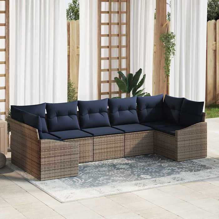 Set de canapele pentru grădină 7 pcs Gri și albastru marin - WALTI WALTI