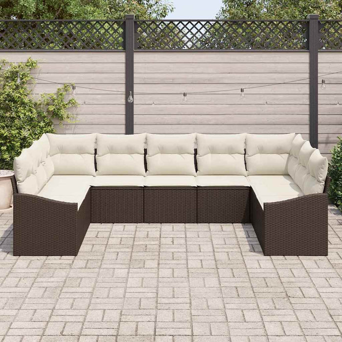Set de masă pentru grădină cu pernă 9 pcs Maro, Crem - WALTI WALTI