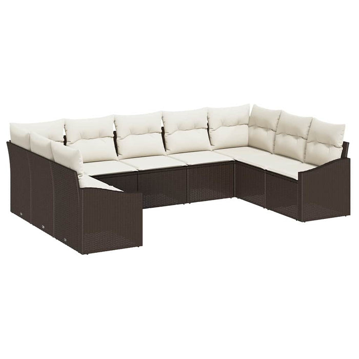 Set de masă pentru grădină cu pernă 9 pcs Maro, Crem - WALTI WALTI