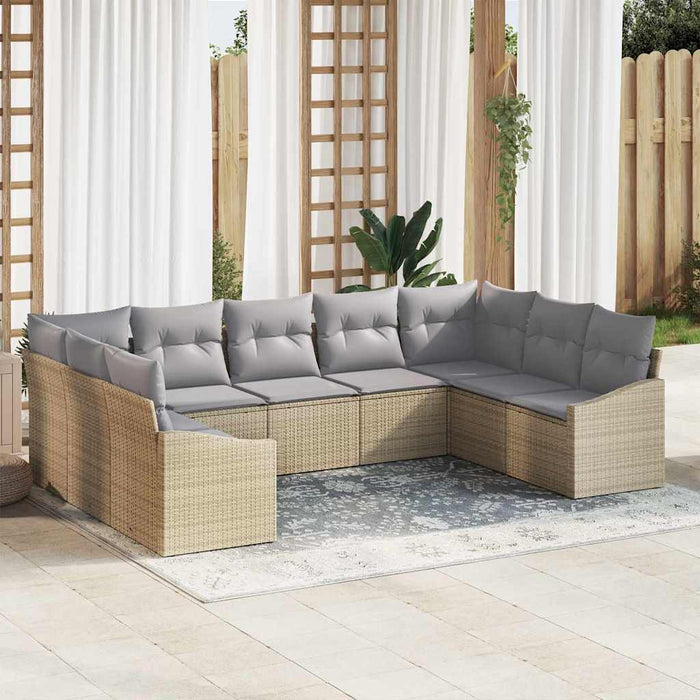 Set de masă pentru grădină cu pernă 9 pcs Bej, Gri deschis - WALTI WALTI