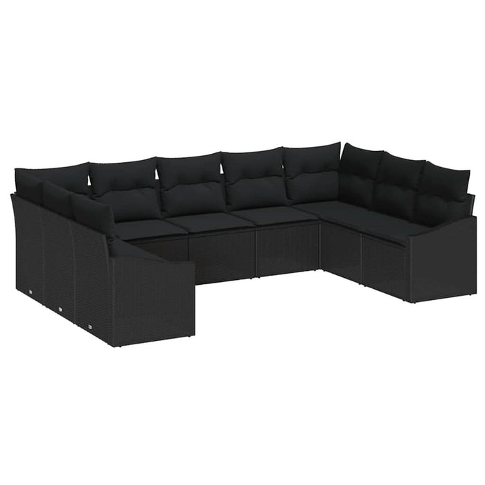 Set de masă pentru grădină cu pernă cu depozitare 9 pcs Negru - WALTI WALTI