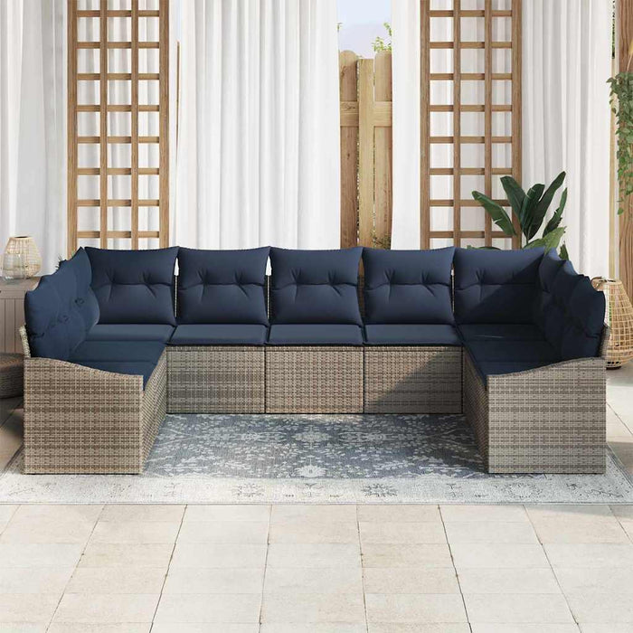 Set de canapele pentru grădină 9 pcs Gri și albastru marin - WALTI WALTI