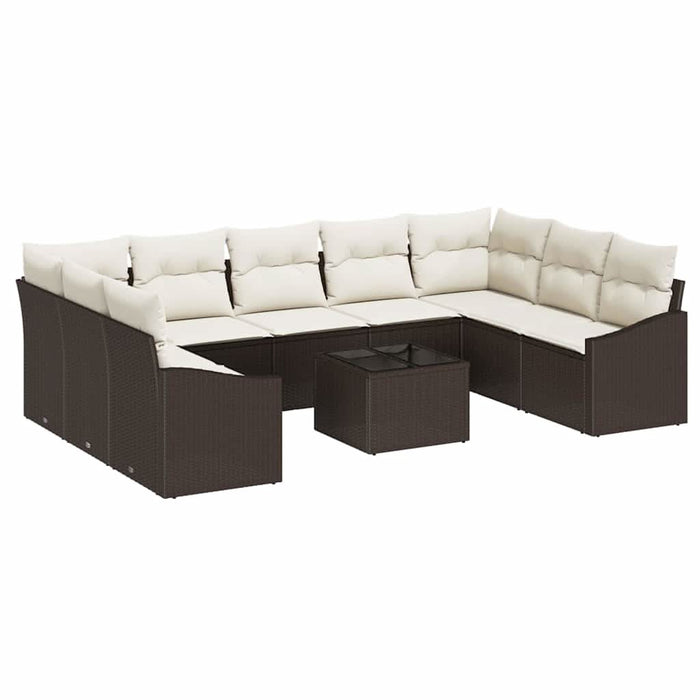 Set de masă pentru grădină cu pernă 10 pcs Maro, Crem - WALTI WALTI