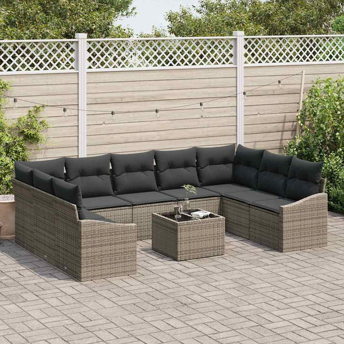 Set de masă pentru grădină cu pernă 10 pcs Gri deschis - WALTI WALTI