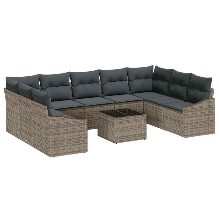 Set de masă pentru grădină cu pernă 10 pcs Gri deschis - WALTI WALTI