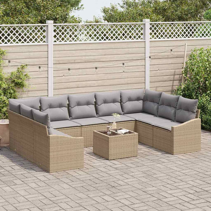 Set de masă pentru grădină cu pernă 10 pcs Bej, Gri deschis - WALTI WALTI