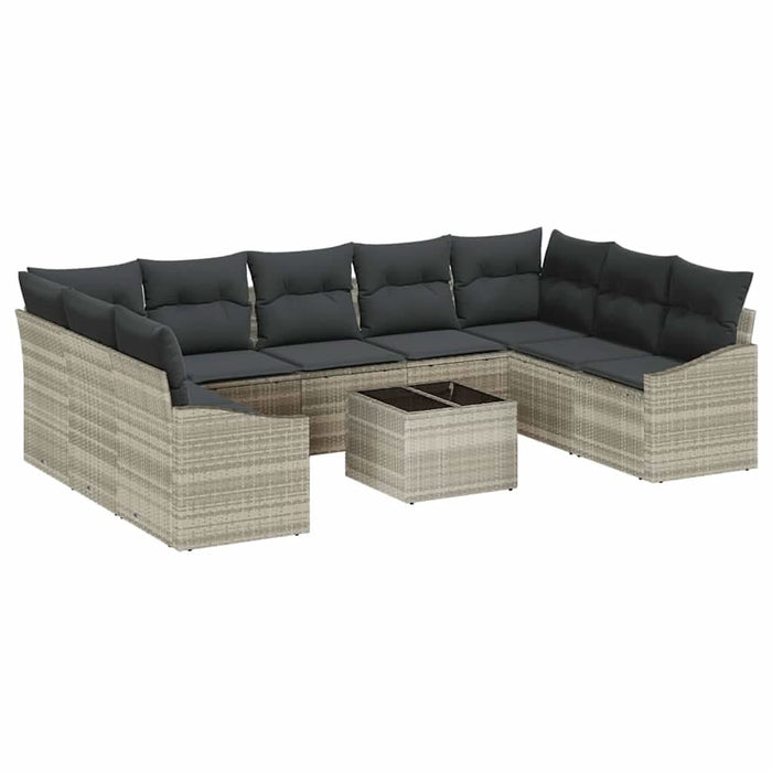 Set de masă pentru grădină cu pernă 10 pcs Gri deschis - WALTI WALTI