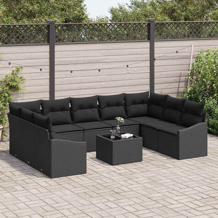 Set de masă pentru grădină cu pernă cu depozitare 10 pcs Negru - WALTI WALTI