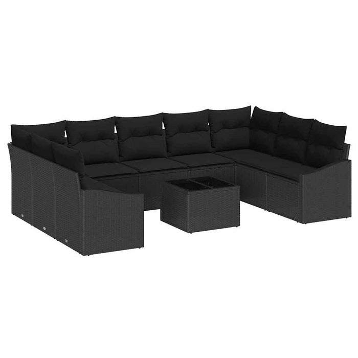 Set de masă pentru grădină cu pernă cu depozitare 10 pcs Negru - WALTI WALTI