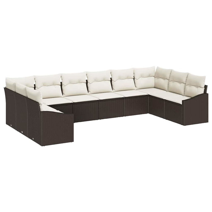 Set de masă pentru grădină cu pernă 10 pcs Maro, Crem - WALTI WALTI