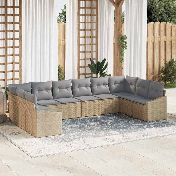 Set de masă pentru grădină cu pernă 10 pcs Bej, Gri deschis - WALTI WALTI