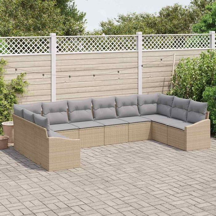 Set de masă pentru grădină cu pernă 10 pcs Bej, Gri deschis - WALTI WALTI