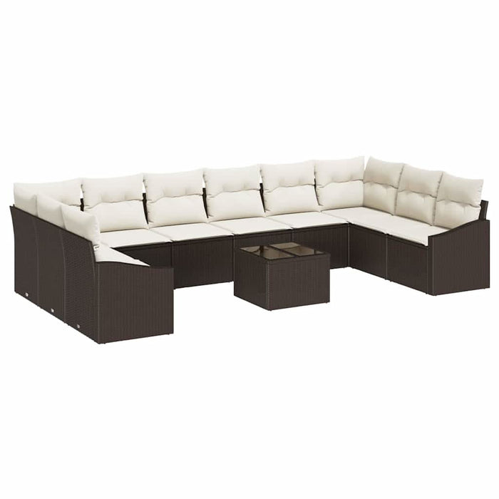 Set de masă pentru grădină cu pernă 11 pcs Maro, Crem - WALTI WALTI