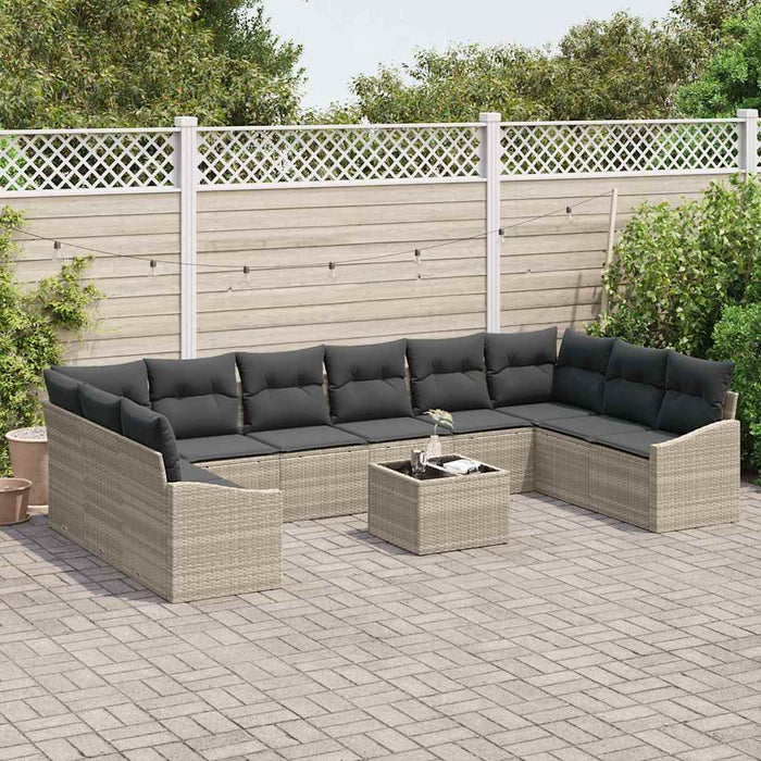Set de masă pentru grădină cu pernă 11 pcs Gri deschis - WALTI WALTI