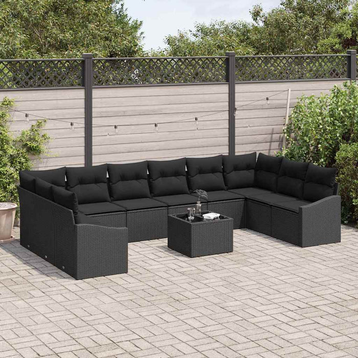 Set de masă pentru grădină cu pernă cu depozitare 11 pcs Negru - WALTI WALTI