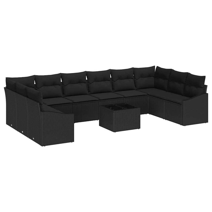 Set de masă pentru grădină cu pernă cu depozitare 11 pcs Negru - WALTI WALTI