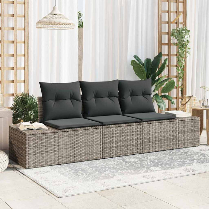 Set de canapele pentru grădină cu pernă cu depozitare 3 pcs Gri - WALTI WALTI