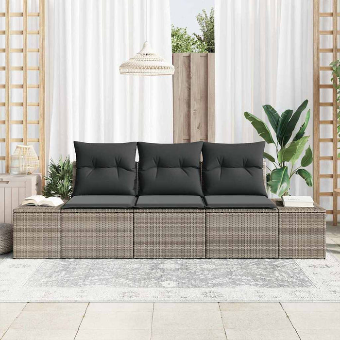 Set de canapele pentru grădină cu pernă cu depozitare 3 pcs Gri - WALTI WALTI