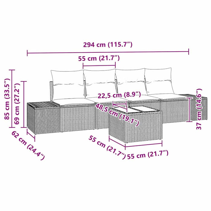 Set de canapele pentru grădină 5 pcs Maro, Crem 55 x 55 x 37 cm - WALTI WALTI