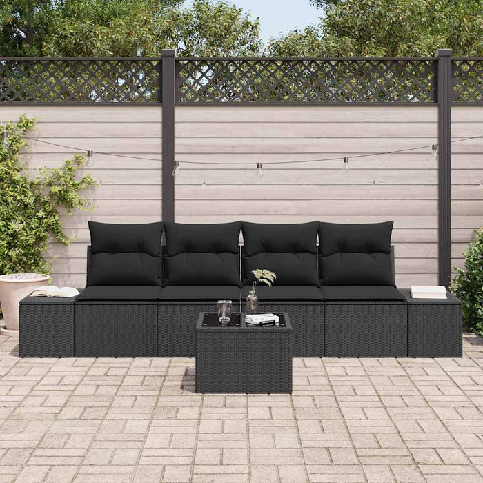 Set de canapele pentru grădină 5 pcs Negru 55 x 55 x 37 cm - WALTI WALTI