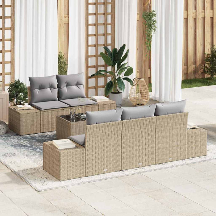 Set de canapele pentru grădină 6 pcs Bej și gri poliratan - WALTI WALTI